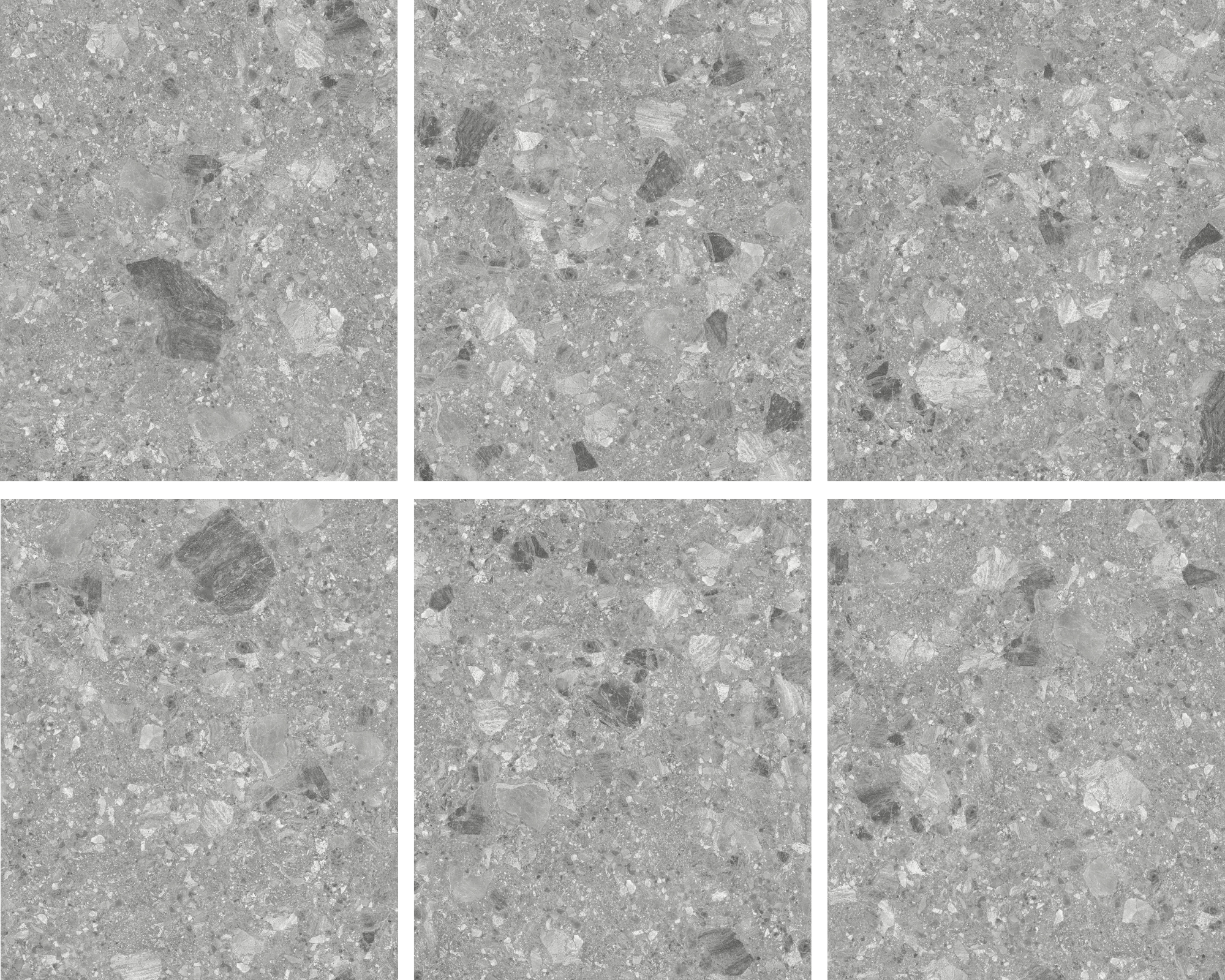 Breccia Mid Grey Terrazzo Look In/Out Rectified Porcelain Tile 3683