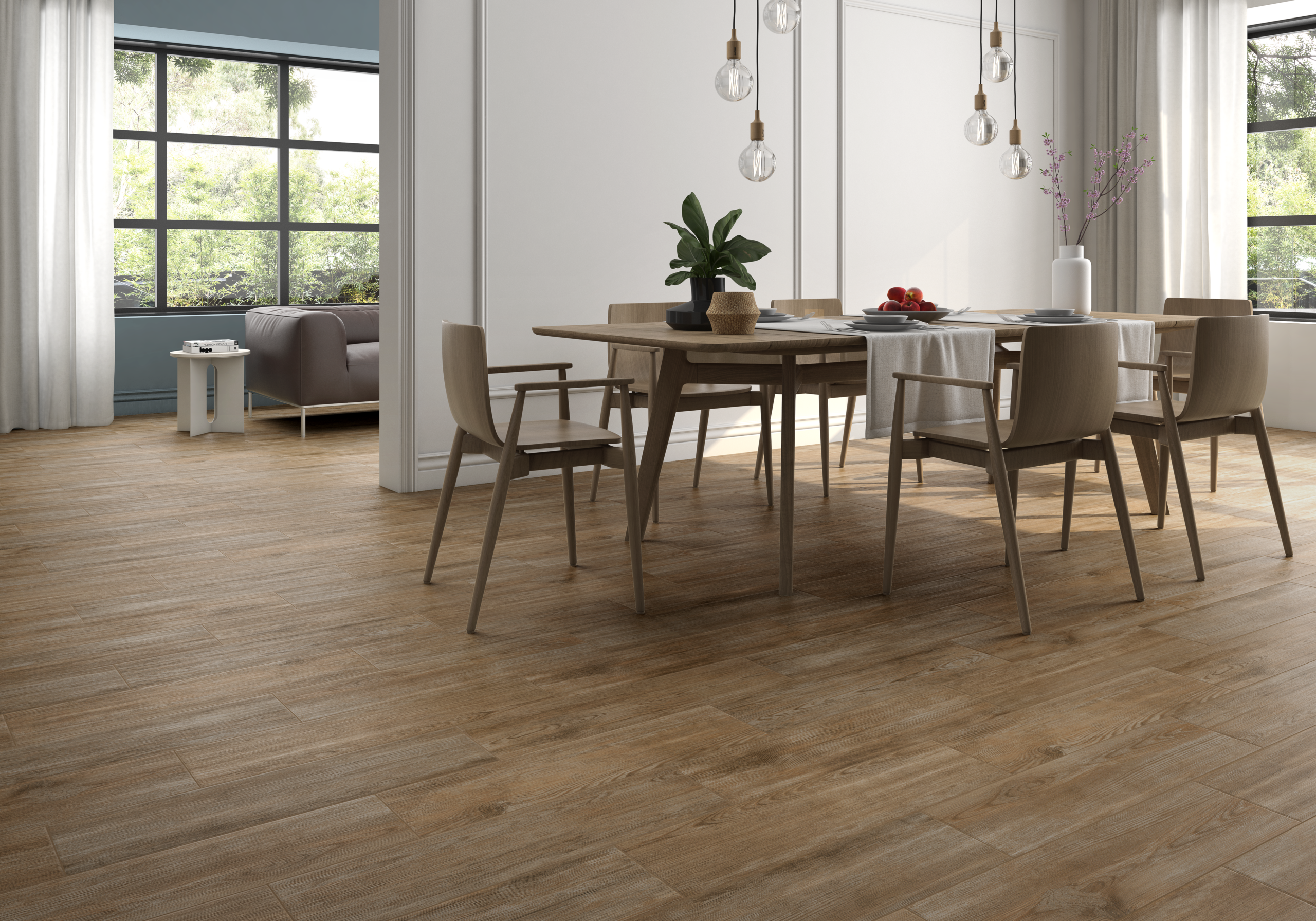 Walnut Timber Look Non Rectified Anti-slip Spanish Porcelain Tile 3831