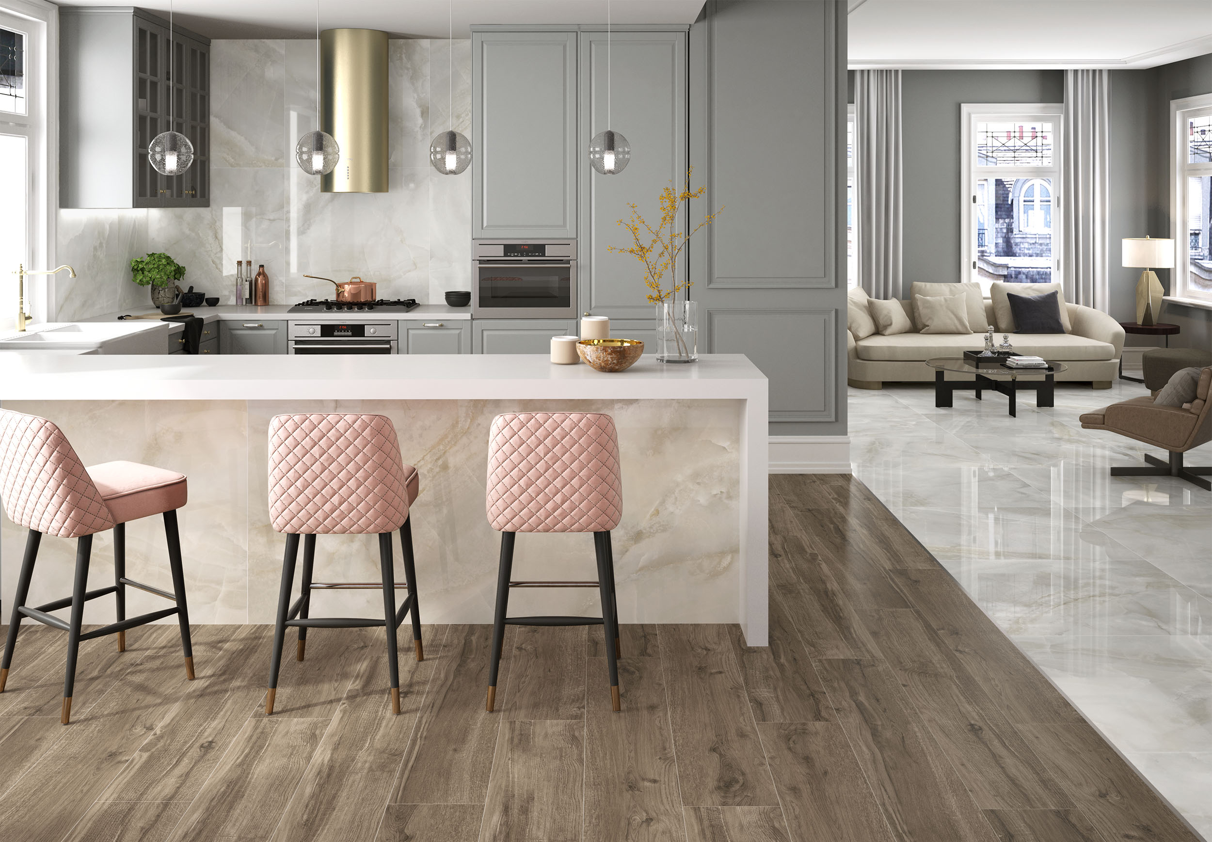 Sardony White Spanish Marble Look Matt Finish Rectified Porcelain Floor Tile 3233