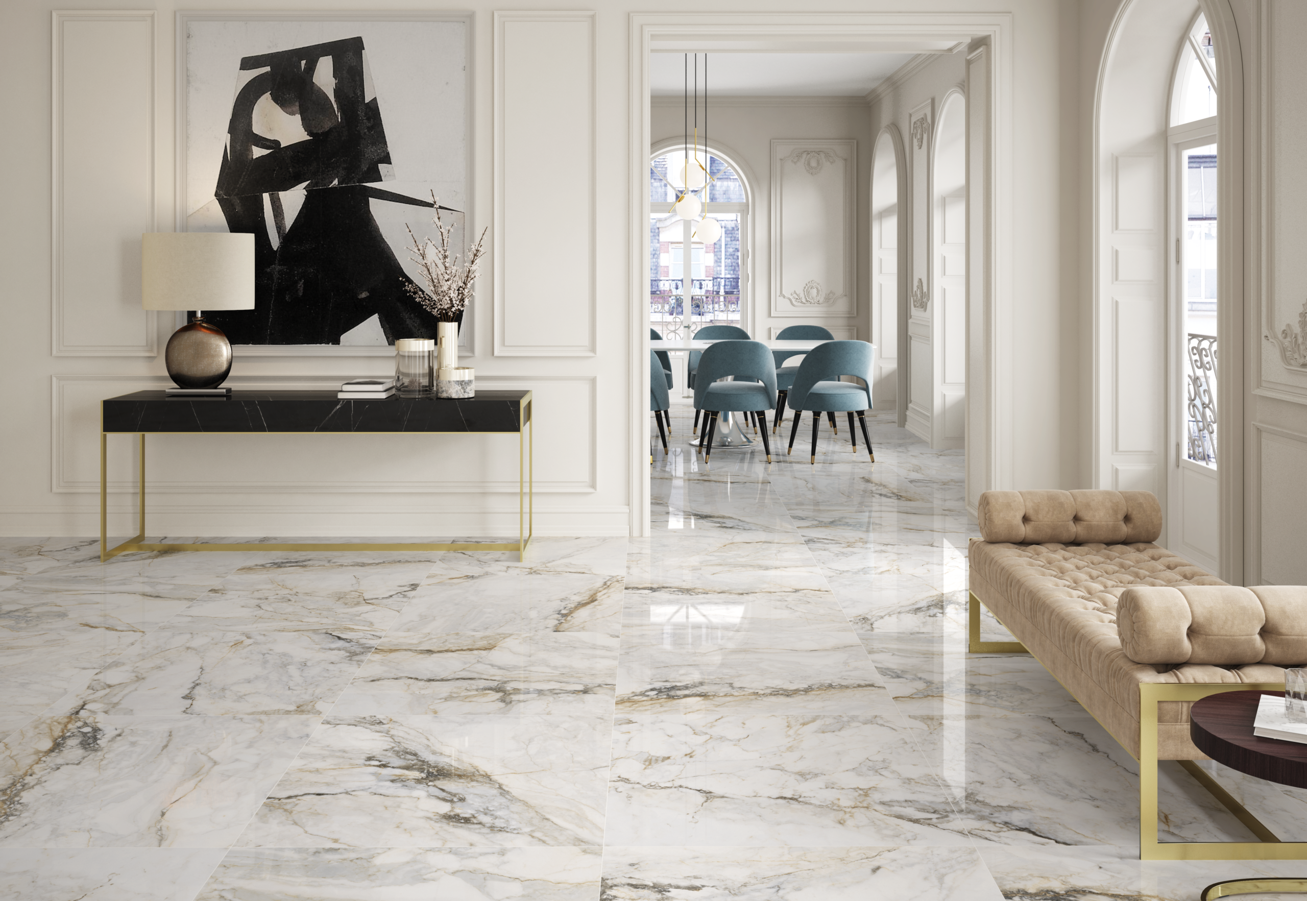 Pisa Gold Marble Look Honed Rectified Spanish Porcelain Tile 4273