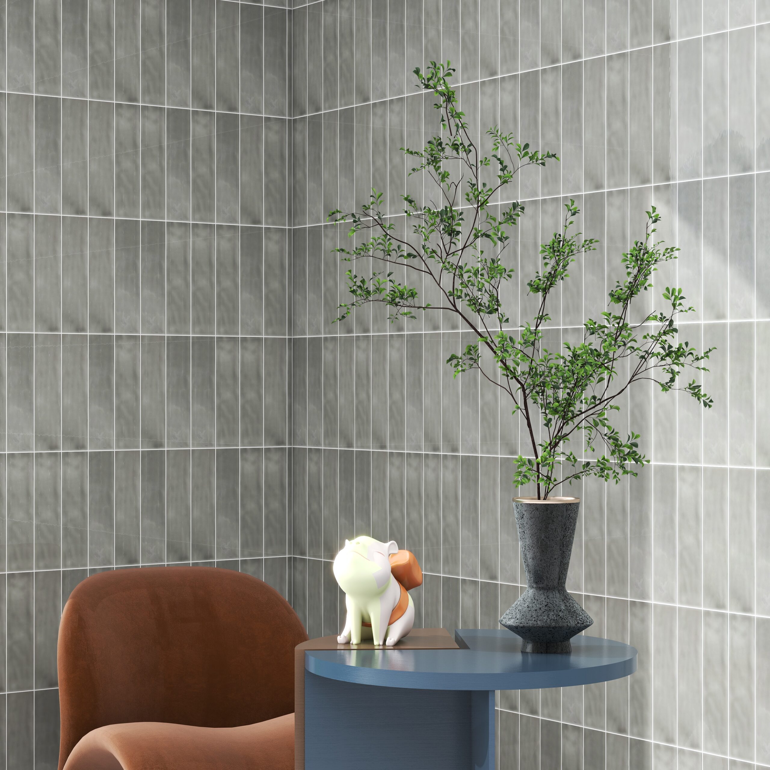 New England Grey Gloss Ceramic Subway Wall Tile 4432