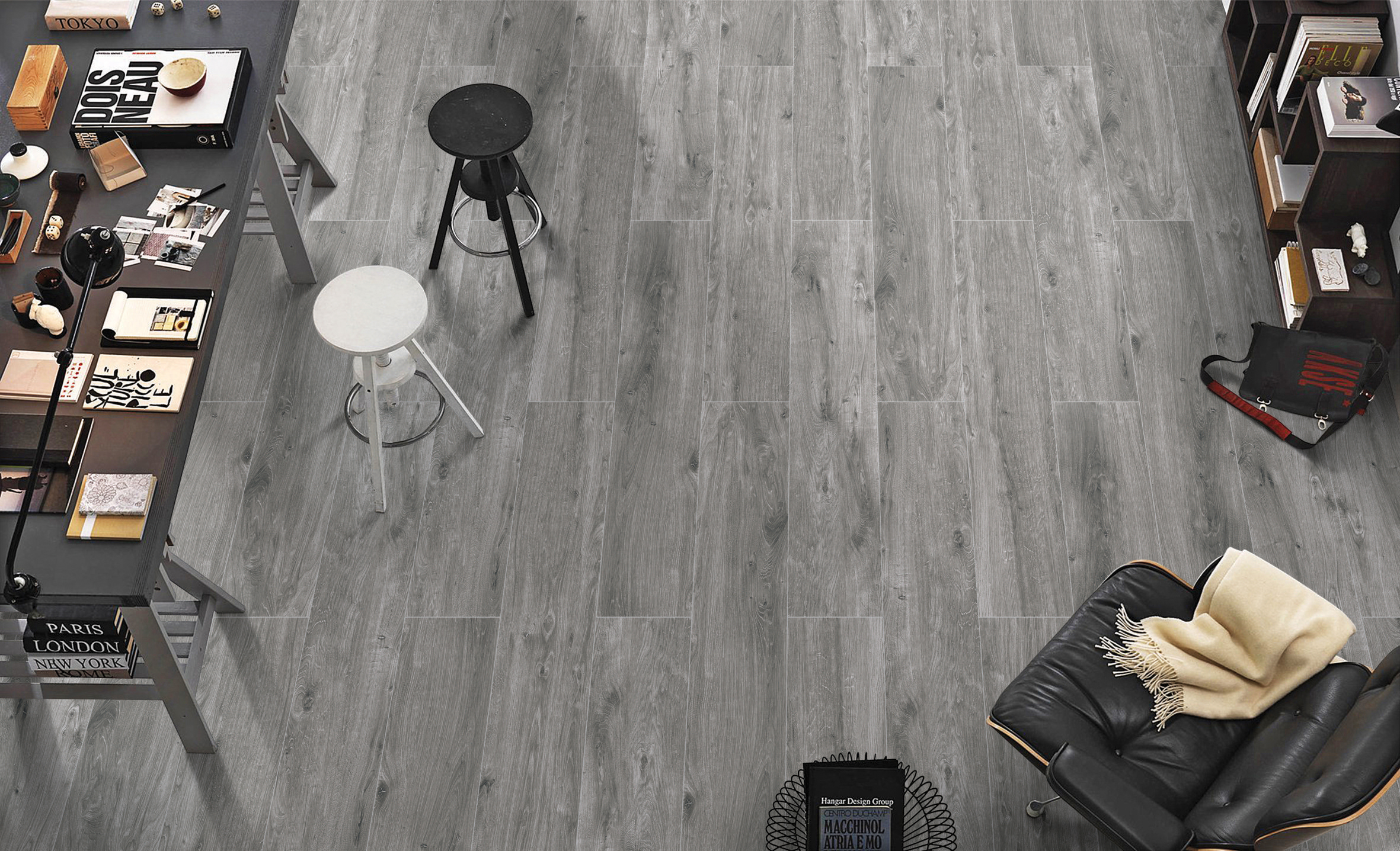 Wood Strips Grey Oak Timber Look Matt Porcelain Tile 4385