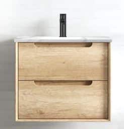 0109 - Byron Wall Hung Natural Oak Plywood Vanity