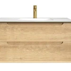 0113 - Byron Wall Hung Natural Oak Plywood Vanity