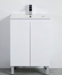09929 - PVC Pola White Gloss Freestanding Vanity Single Basin with 2 Doors