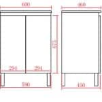 PVC Pola White Gloss Freestanding Vanity Single Basin with 2 Doors 09929