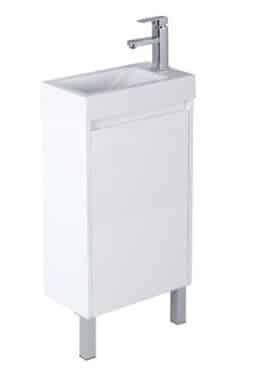 Pola White PVC Poly Top Vanity on legs Left Door 09930