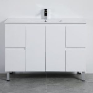 09938 - PVC Pola White Gloss Free Standing Vanity with Ceramic Top