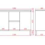 PVC Pola White Gloss Free Standing Vanity with Double Basin Ceramic Top Drawers Centered Doors Left & Right 09941