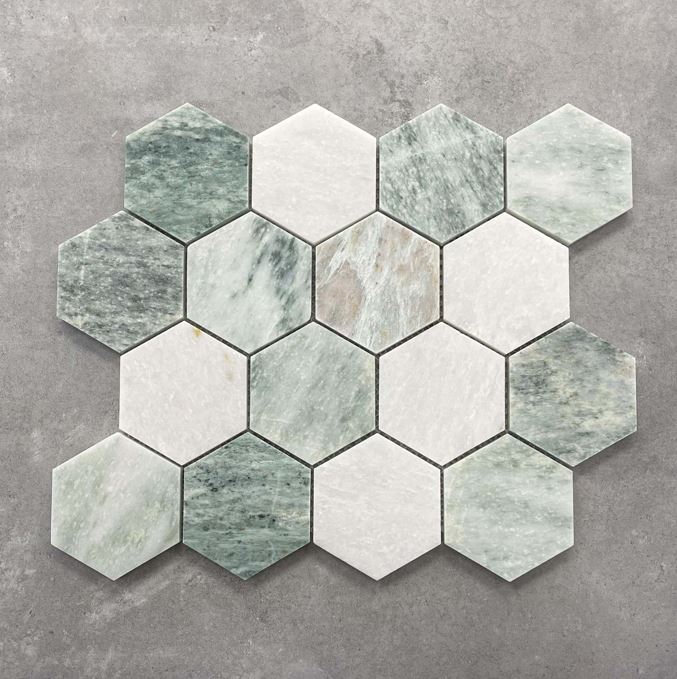 Jade Green Hexagon Marble Mosaic 7678