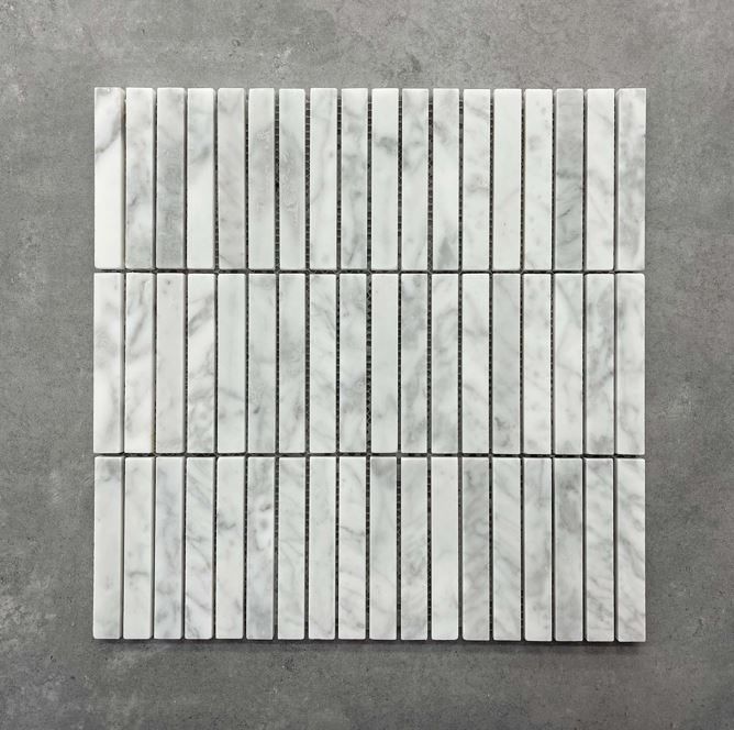 Honed Carrara Marble KitKat Finger Mosaic 7693