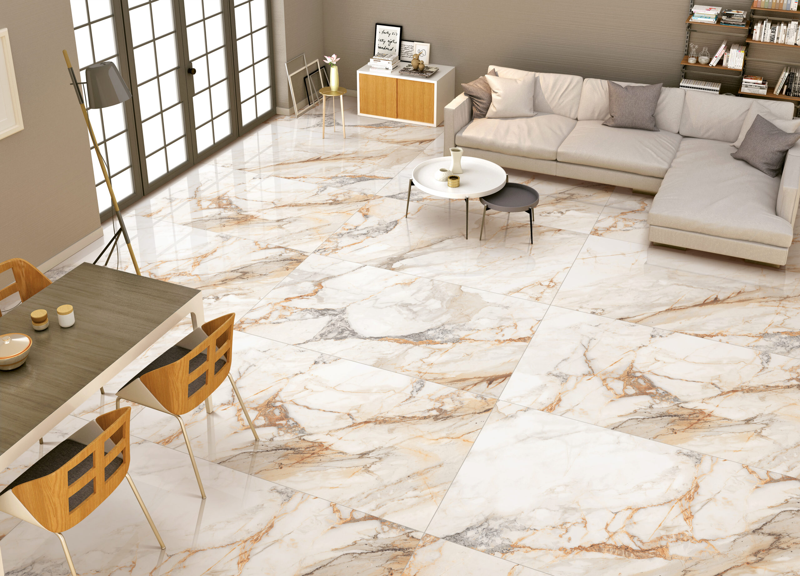 Borghini Gold Calcatta Marble Look Polished Rectified Porcelain Tile 4730