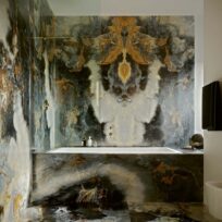 Eternal Blue Marble Look Polished Italian Porcelain Slab 4691