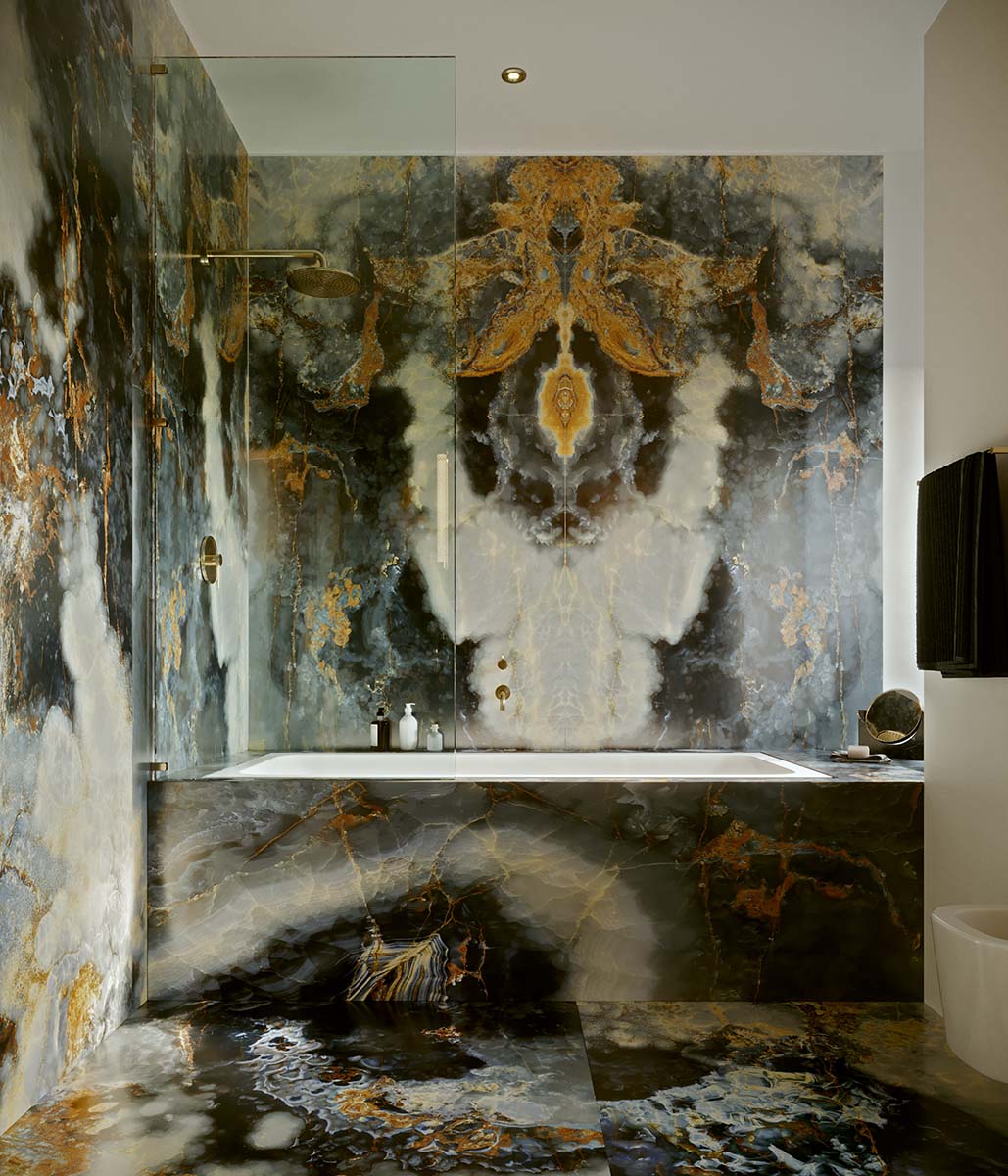 Eternal Blue Marble Look Polished Italian Porcelain Slab 4691