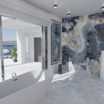 Eternal Blue Marble Look Polished Italian Porcelain Slab 4691