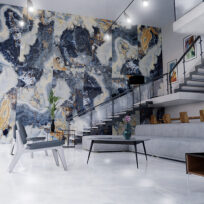 Eternal Blue Marble Look Polished Italian Porcelain Slab 4691