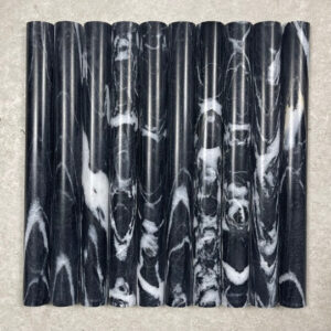 7709 - Nero Marquina Honed Marble Flute Mosaic Tile