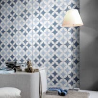Blue & White Geometric Matt Non Rectified Glazed Porcelain Wall & Floor Tile 4436