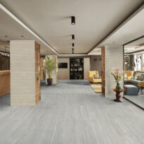 Classic Silver Travertine Look Vein Cut In/Out Finish Rectified Porcelain Tile 2433