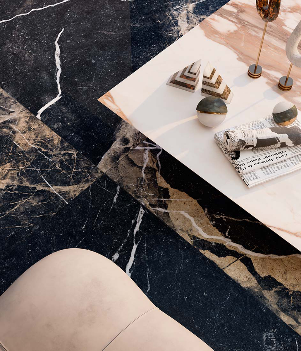 Pierre Noir Black Marble Look Polished Italian Porcelain Slab 4693