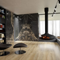 Pierre Noir Black Marble Look Polished Italian Porcelain Slab 4693