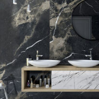 Pierre Noir Black Marble Look Polished Italian Porcelain Slab 4693