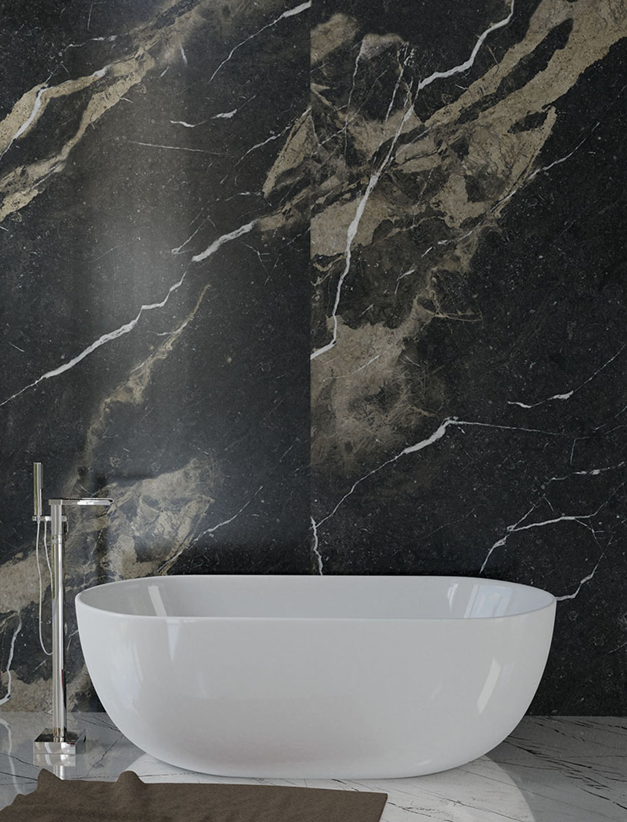 Pierre Noir Black Marble Look Polished Italian Porcelain Slab 4693