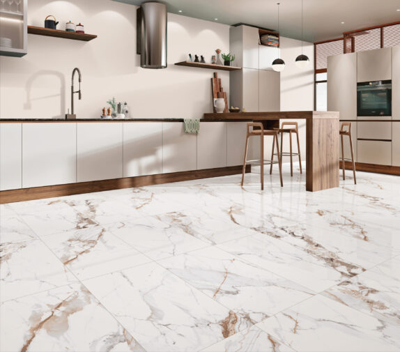 Calcatta Gold Marble Look Polished Rectified Porcelain Tile 2593