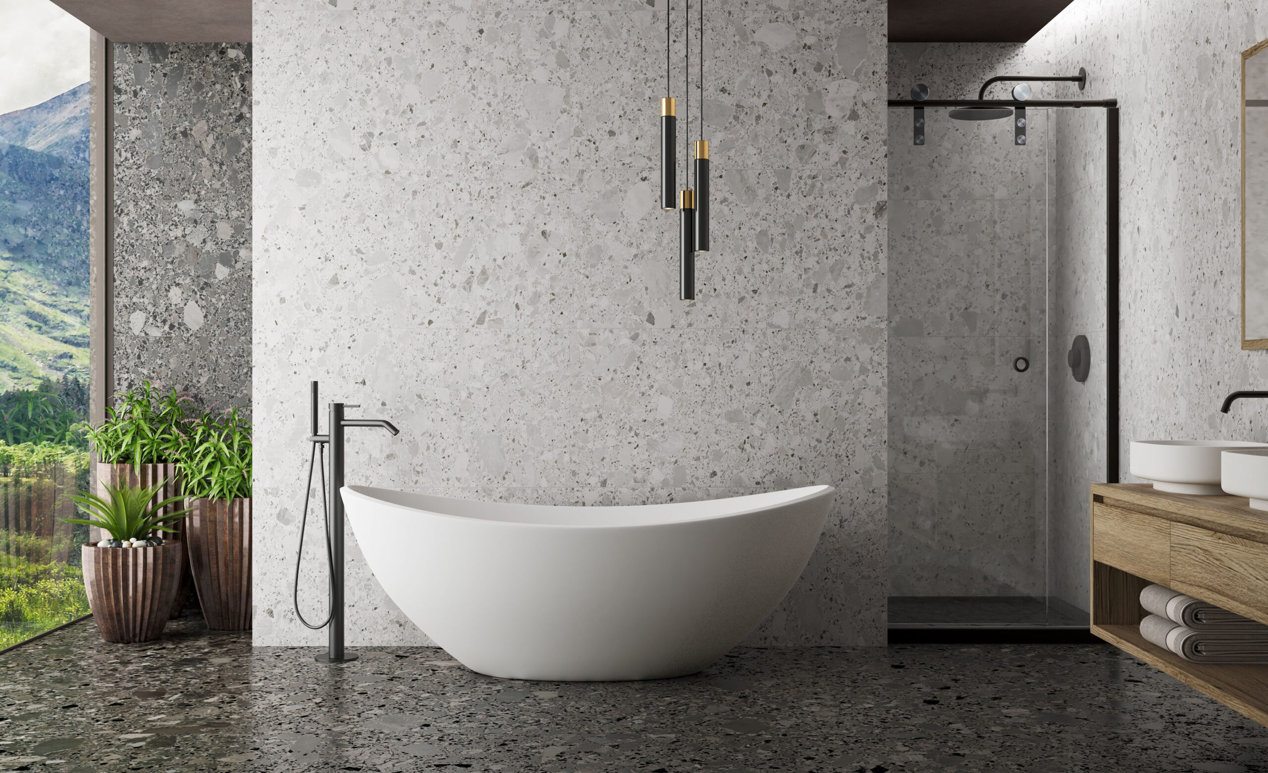 Antic Pietra White Terrazzo Look Spanish Porcelain Tile 2654