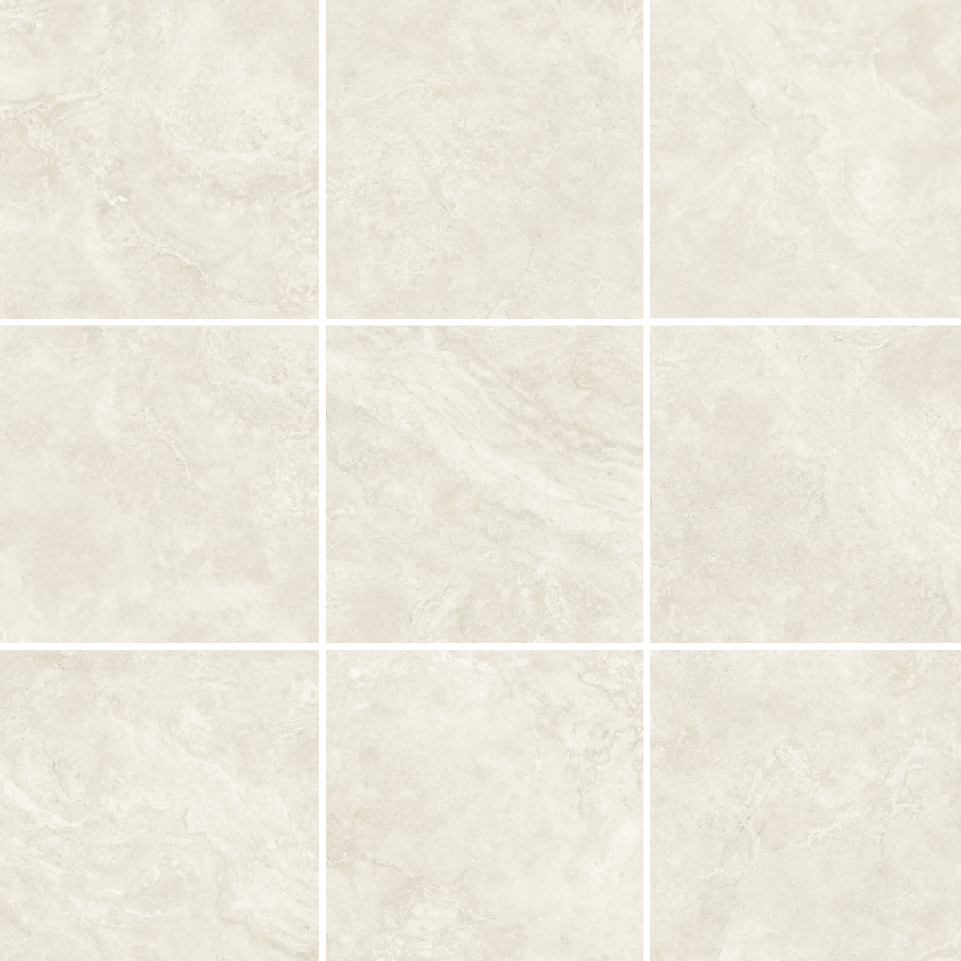 Classic Bianco Travertine Look Cross Cut In/Out Finish Rectified Porcelain Tile 2702