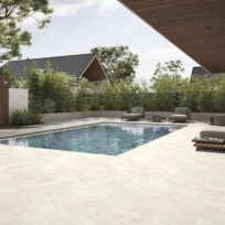 Classic Bianco Travertine Look Cross Cut In/Out Finish Rectified Porcelain Tile 2702