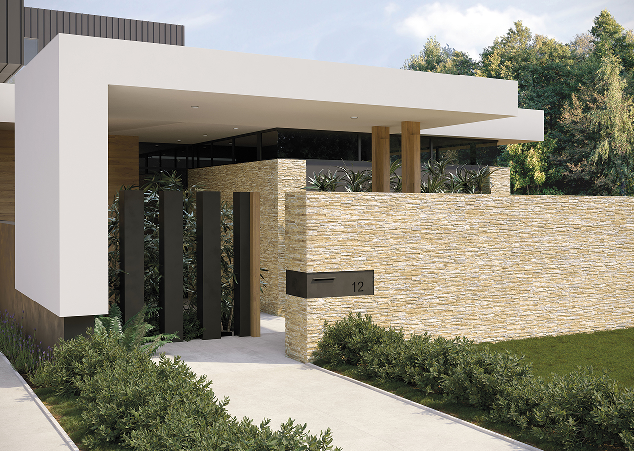 Beige 3D Stack Stone Look Rectified Spanish Porcelain Tile 2726