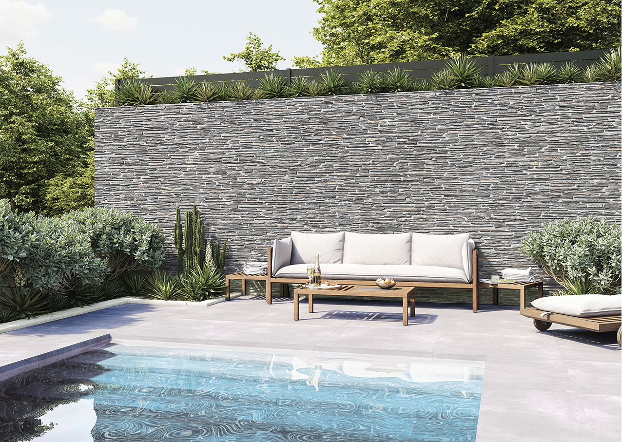 Grey 3D Stack Stone Look Rectified Spanish Porcelain Tile 2725