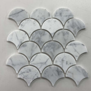 Fan Fish Scale Honed Carrara Marble Mosaic 7661