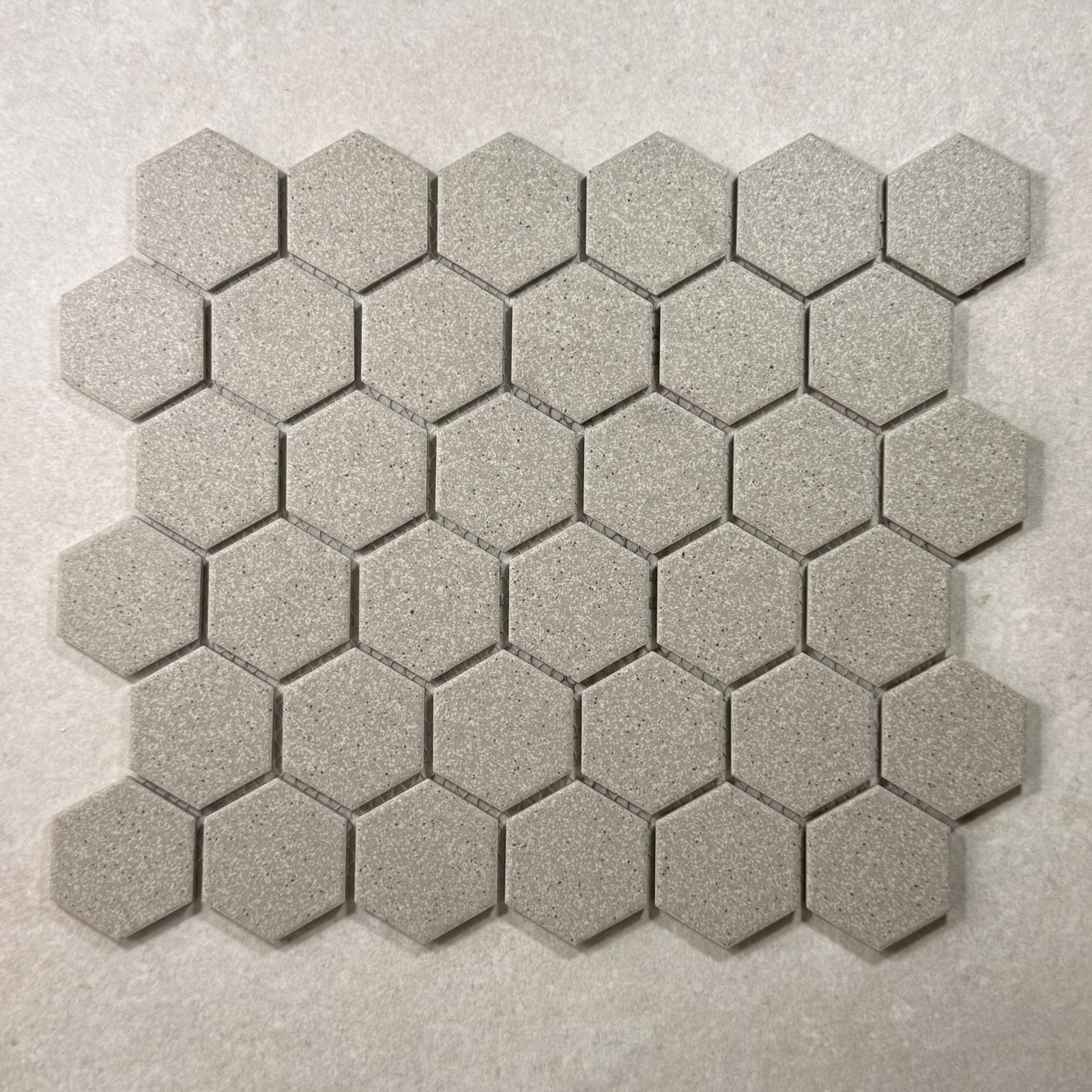 Hexagon Manta Light Grey Matt Porcelain Mosaic 7792