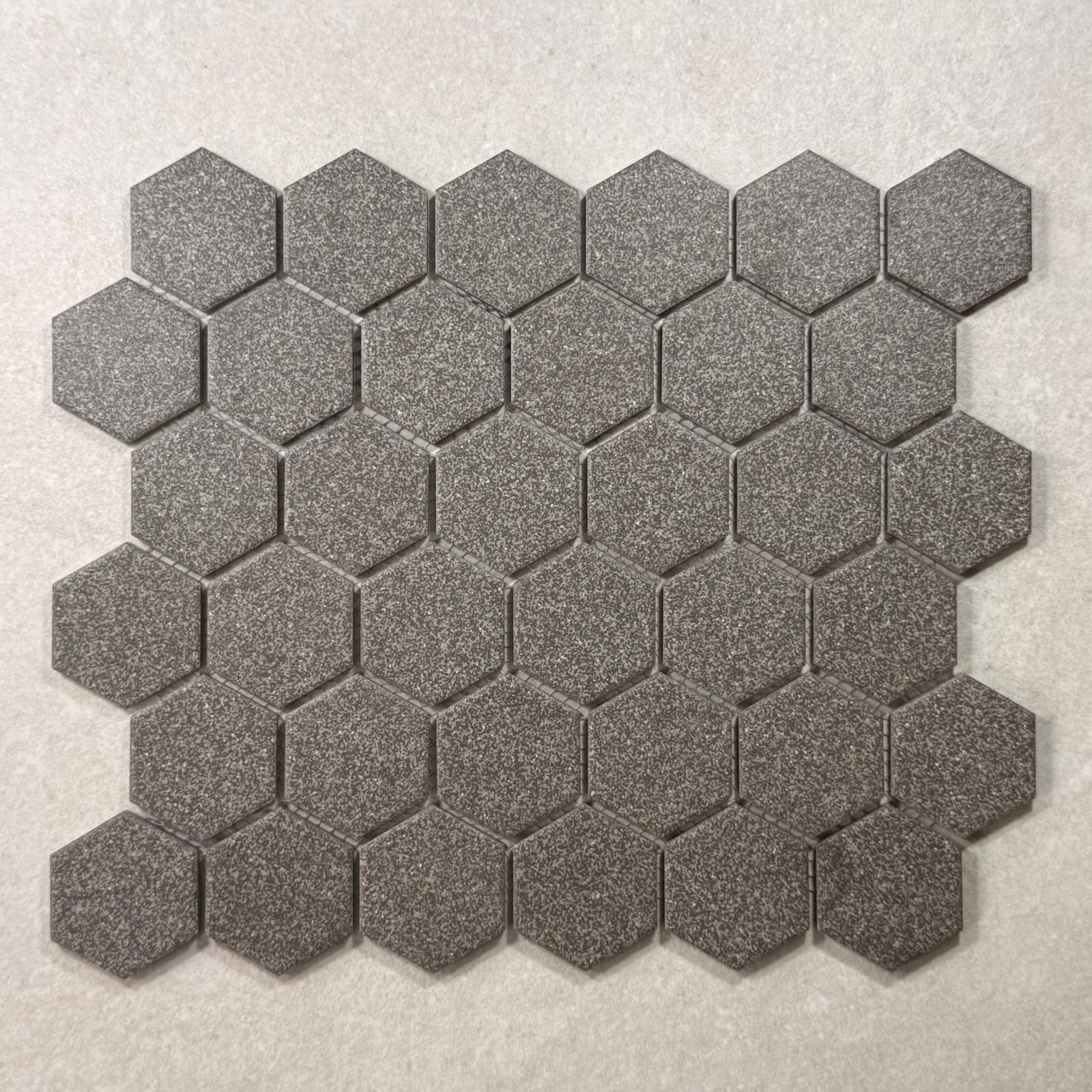 Hexagon Manta Dark Grey Matt Porcelain Mosaic 7793