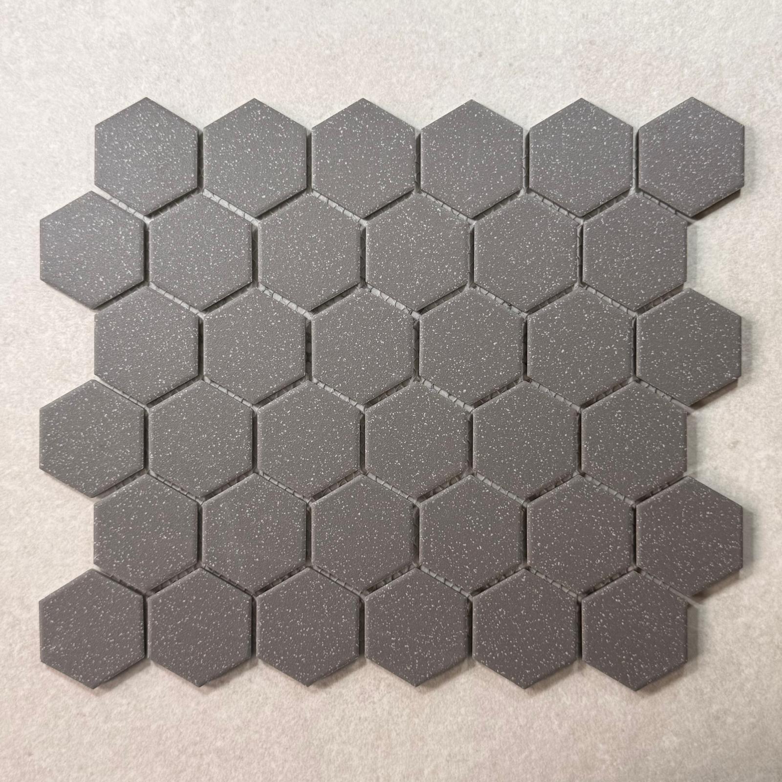 Hexagon Manta Black Matt Porcelain Mosaic 7794