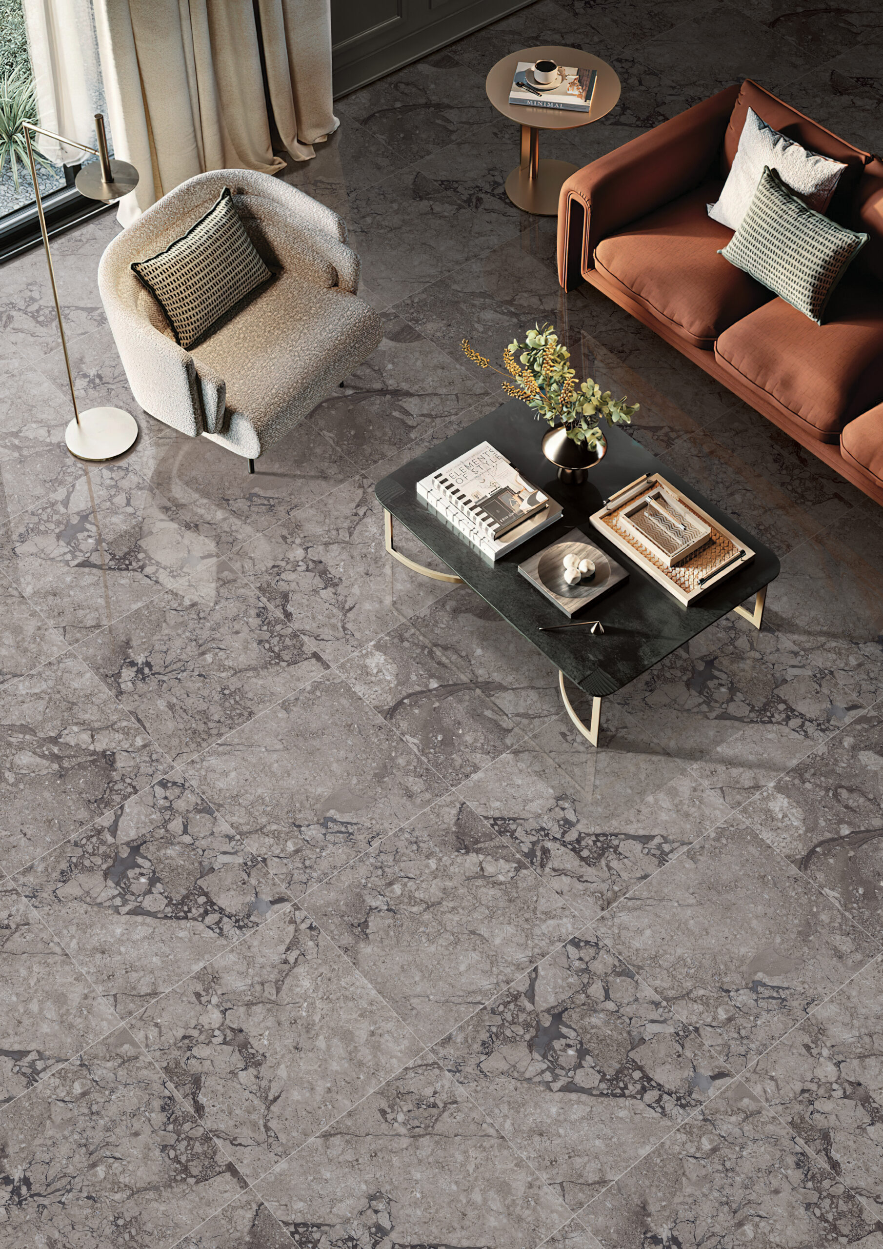 Marengo Grey Marble Look Rectified High Gloss Polished Porcelain Tile 2817