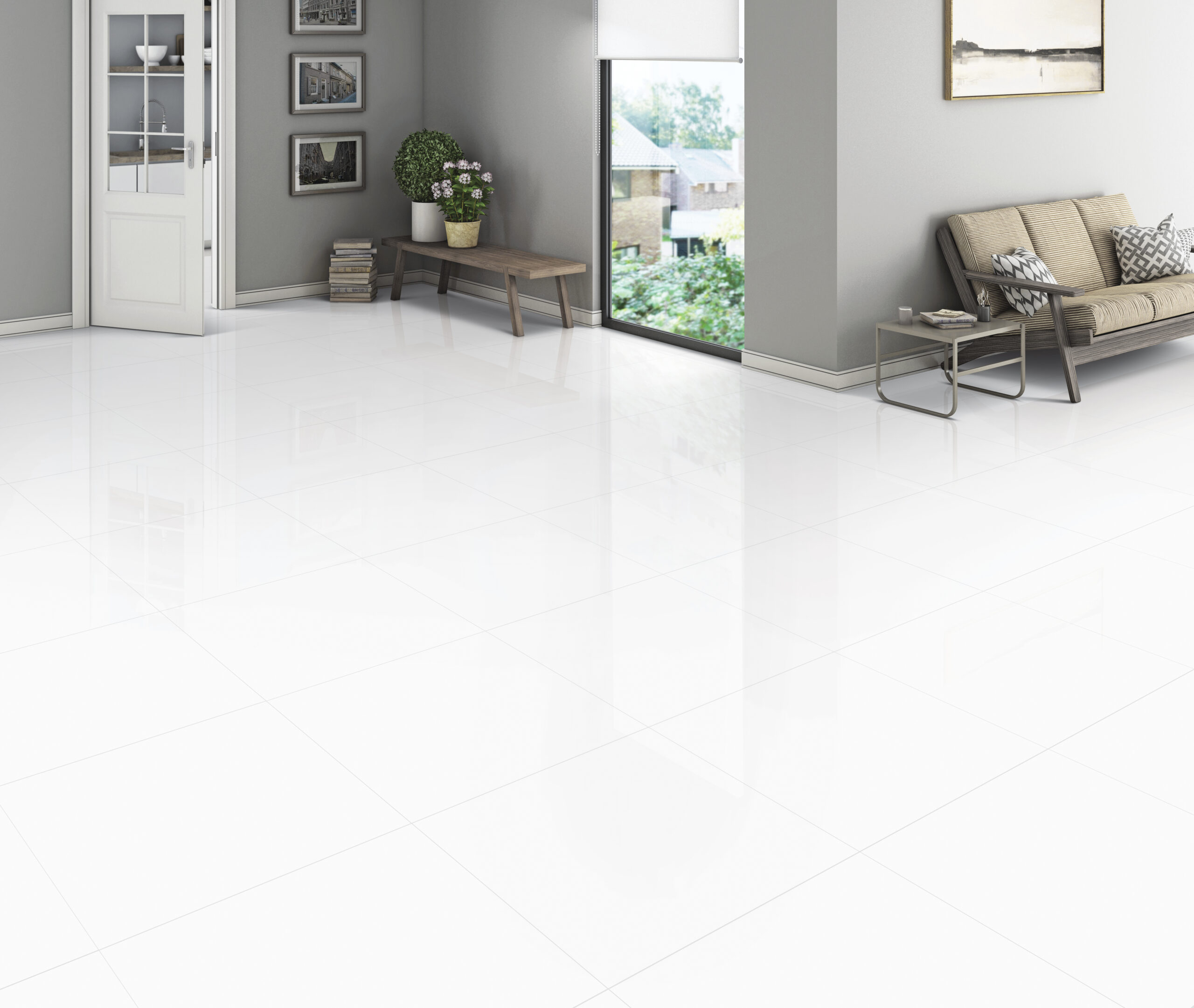 White Glazed Polished Rectified Porcelain Tile 4769