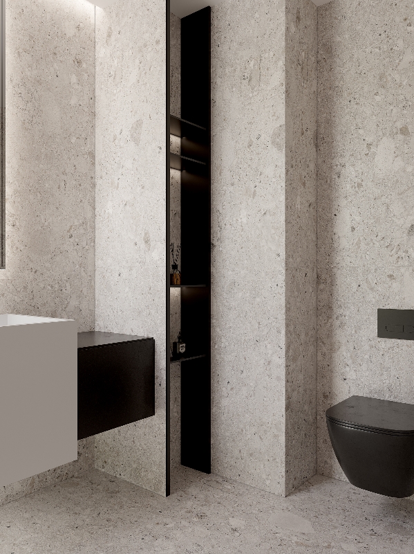 Grey Terrazzo Stone Look Matt Rectified Porcelain Tile 2853