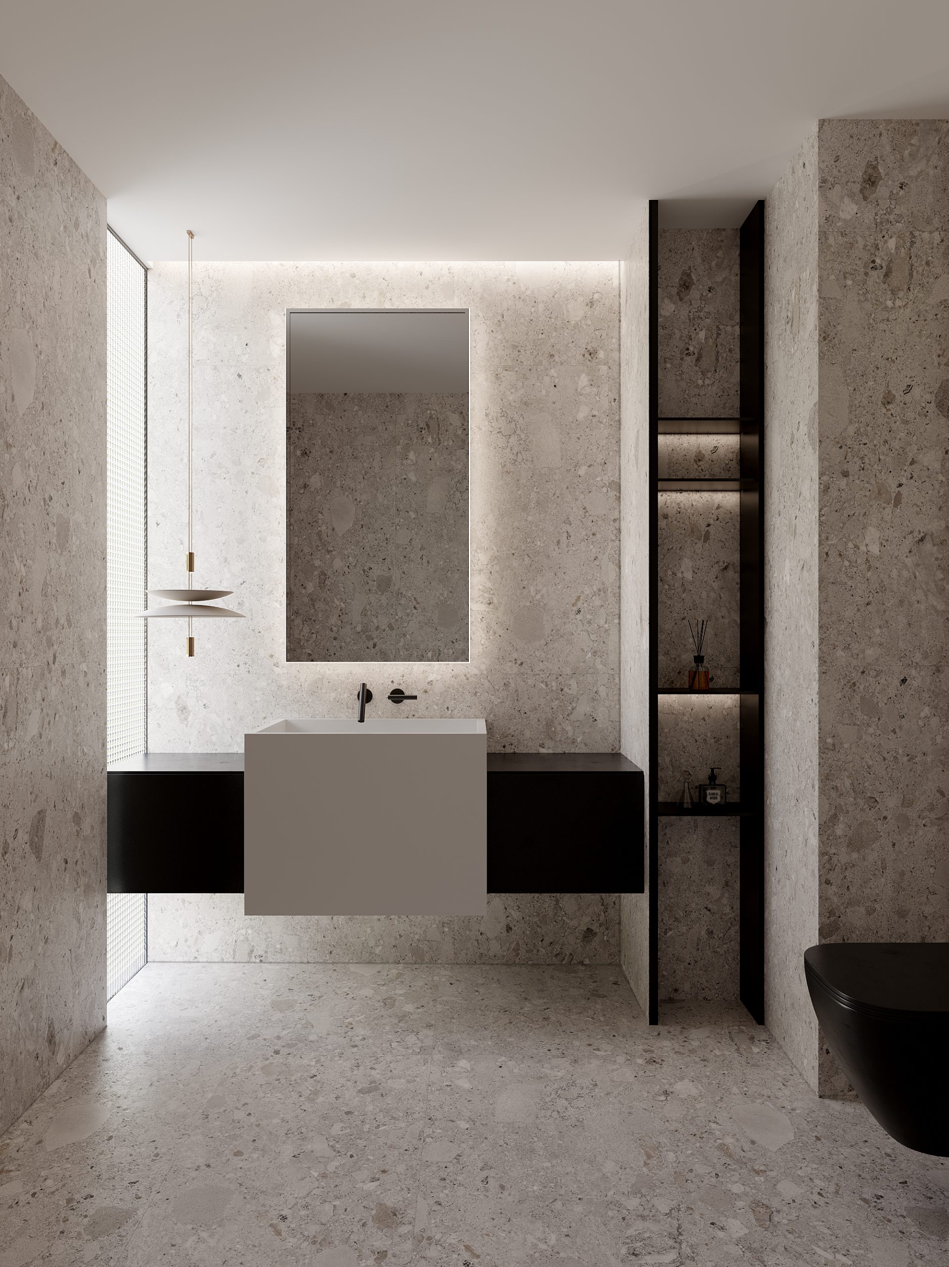 Grey Terrazzo Stone Look Matt Rectified Porcelain Tile 2853