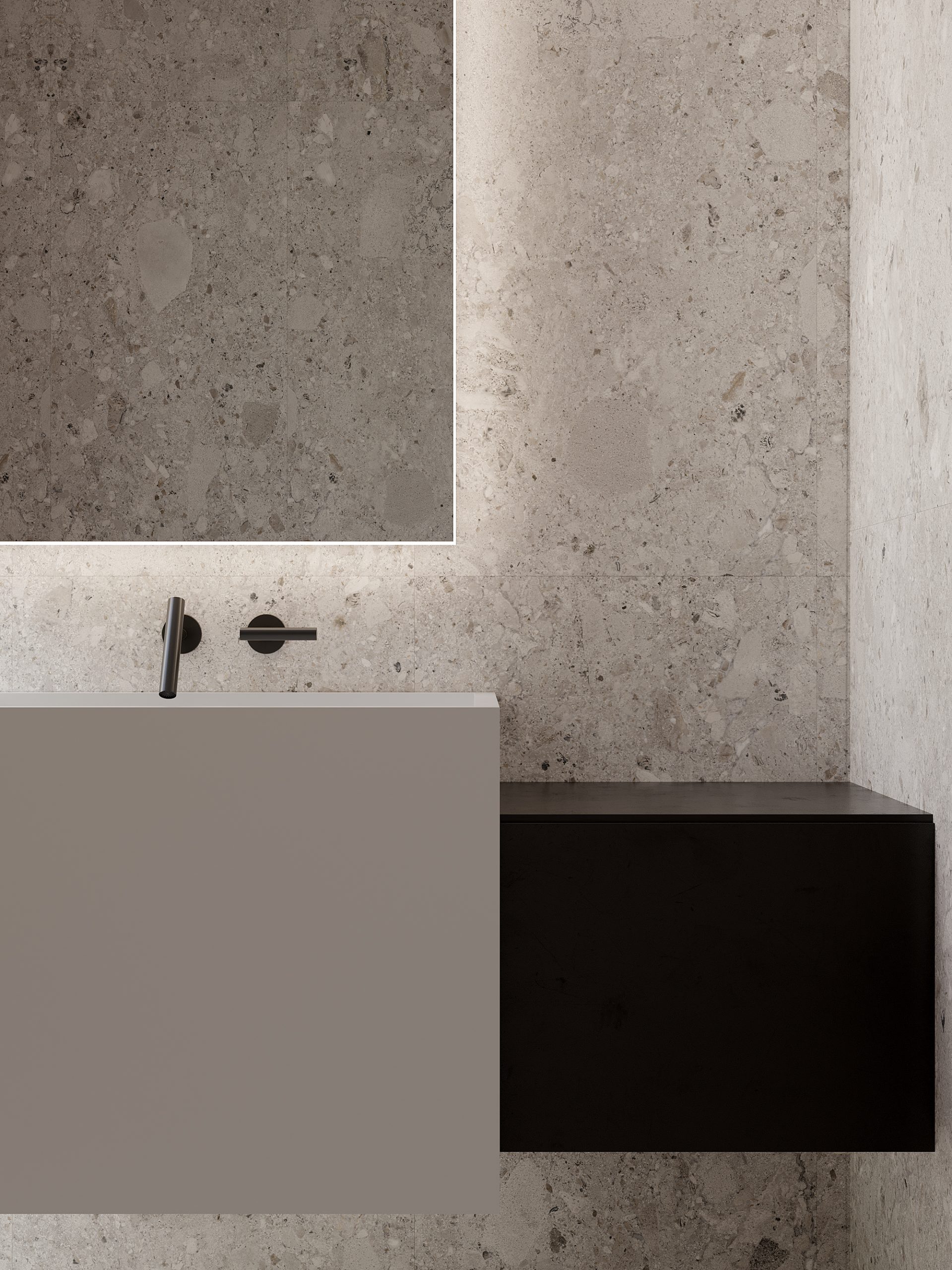 Grey Terrazzo Stone Look Matt Rectified Porcelain Tile 2853