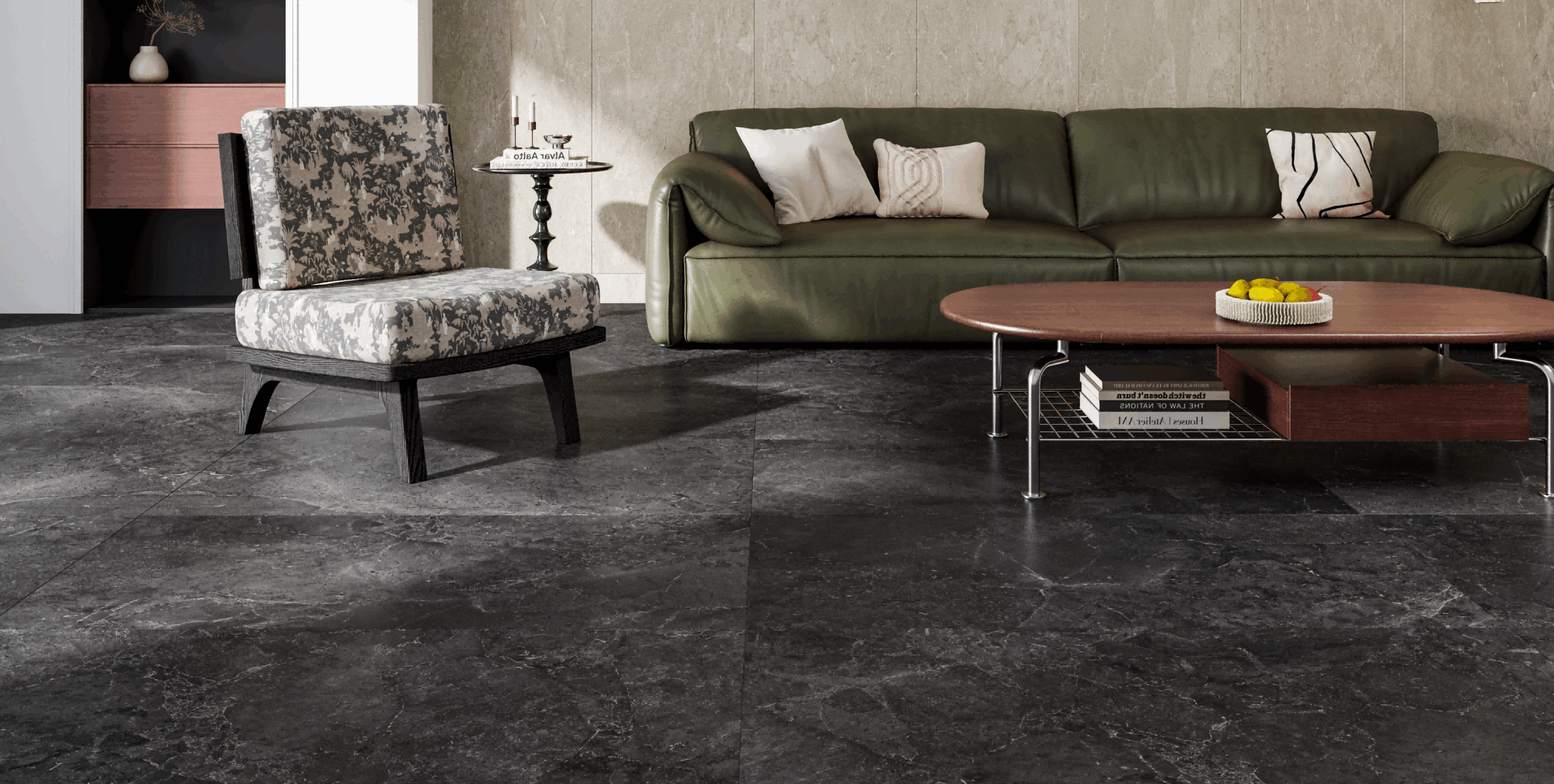 Vatican Dark Grey Marble Look Matt Rectified Porcelain Tile 2900