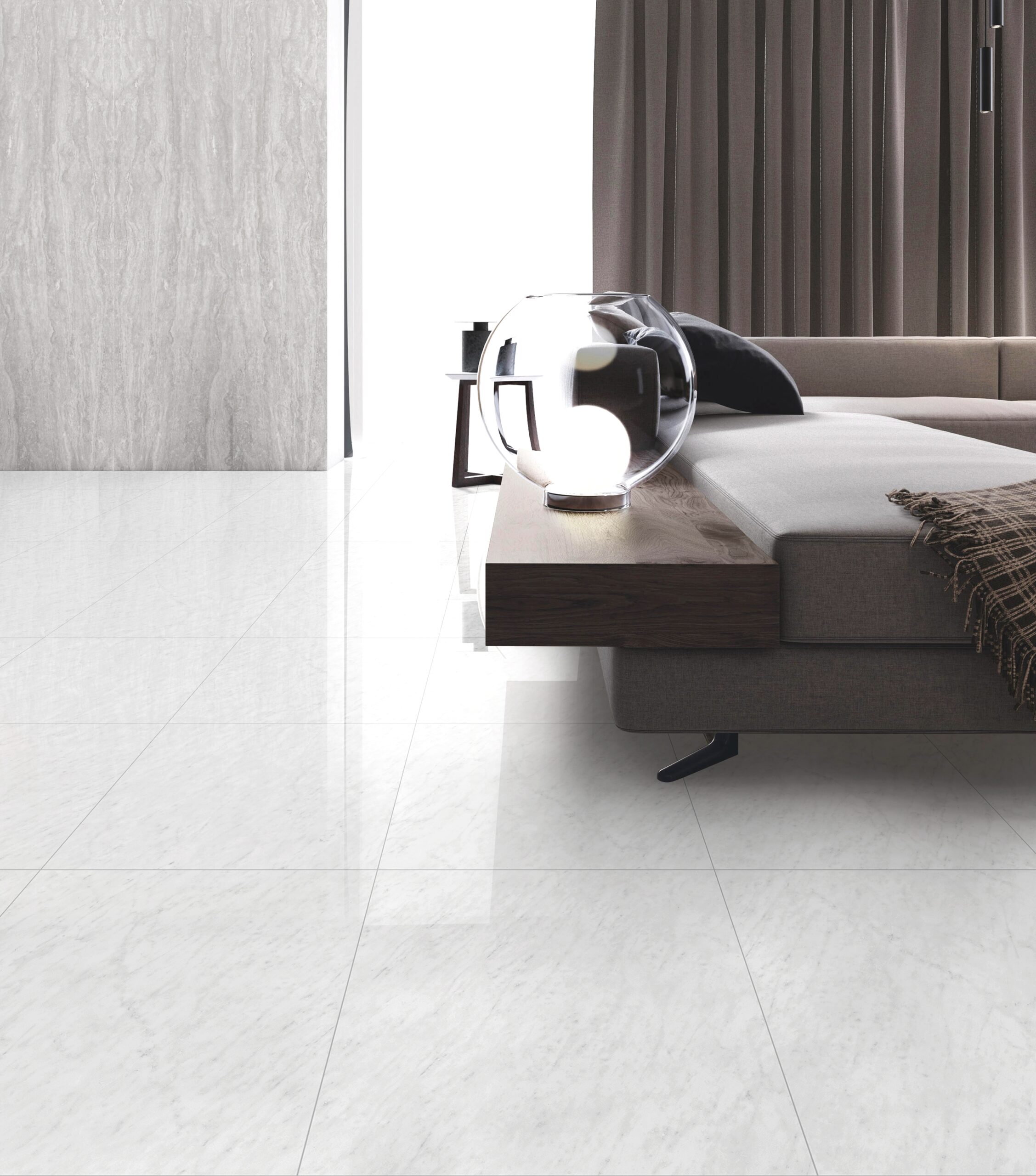 Carrara Grey Polished Rectified Porcelain Tile 2913