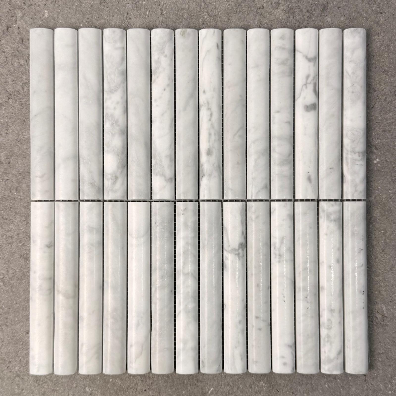 Cigar Honed Carrara Marble Mosaic 7795