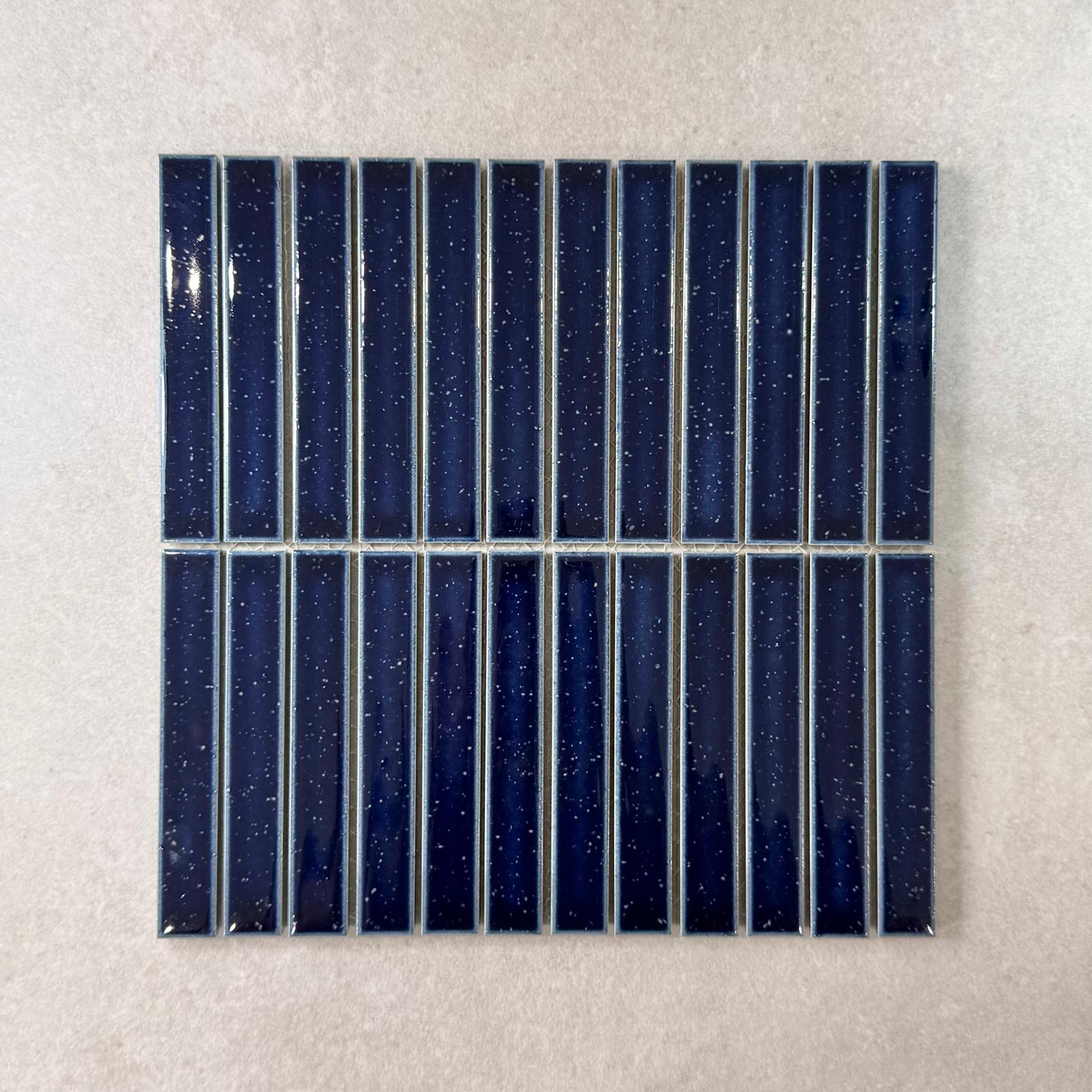 Megumi Midnight Blue Gloss Kit Kat Glazed Japanese Porcelain Mosaic 7836