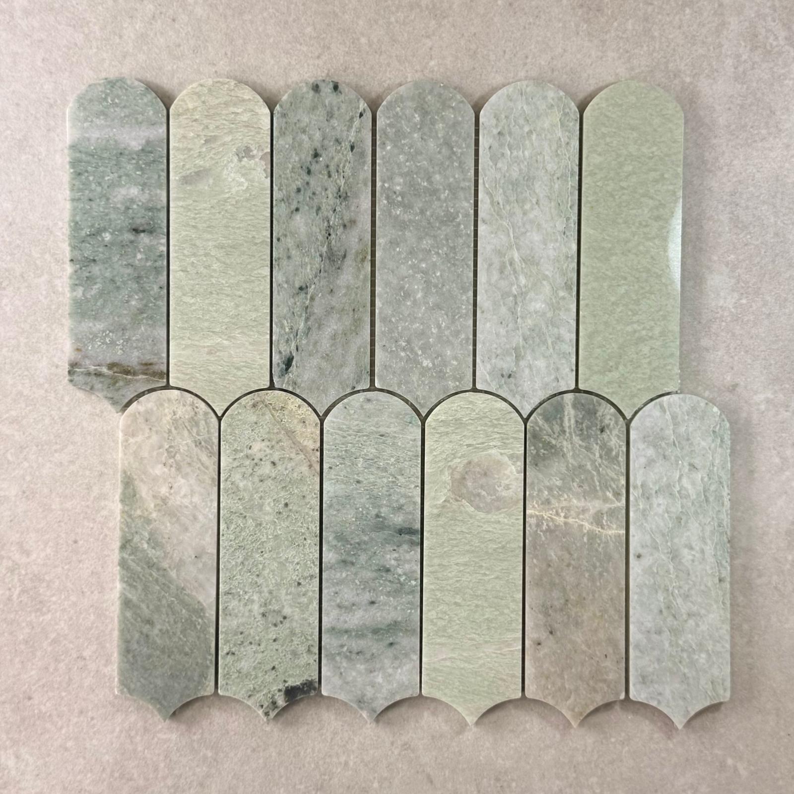 Seafoam Jade Feather Polished Marble Mosaic By Mitch & Mark 7863