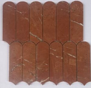 Terracotta Earth Feather Polished Marble Mosaic by Mitch & Mark 7864