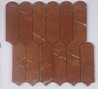 Terracotta Earth Feather Polished Marble Mosaic by Mitch & Mark 7864