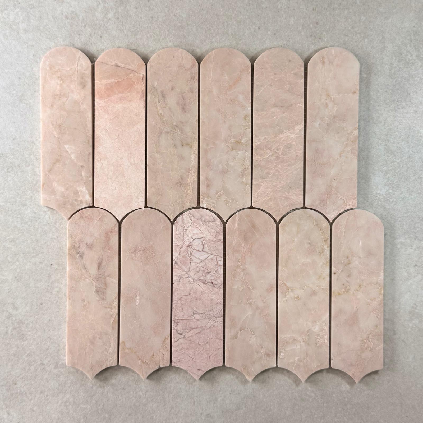Blush Pearl Feather Honed Marble Mosaic by Mitch & Mark 7865